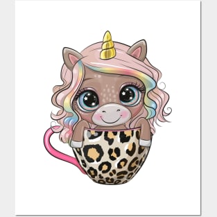 Cute Unicorn In Cup Posters and Art